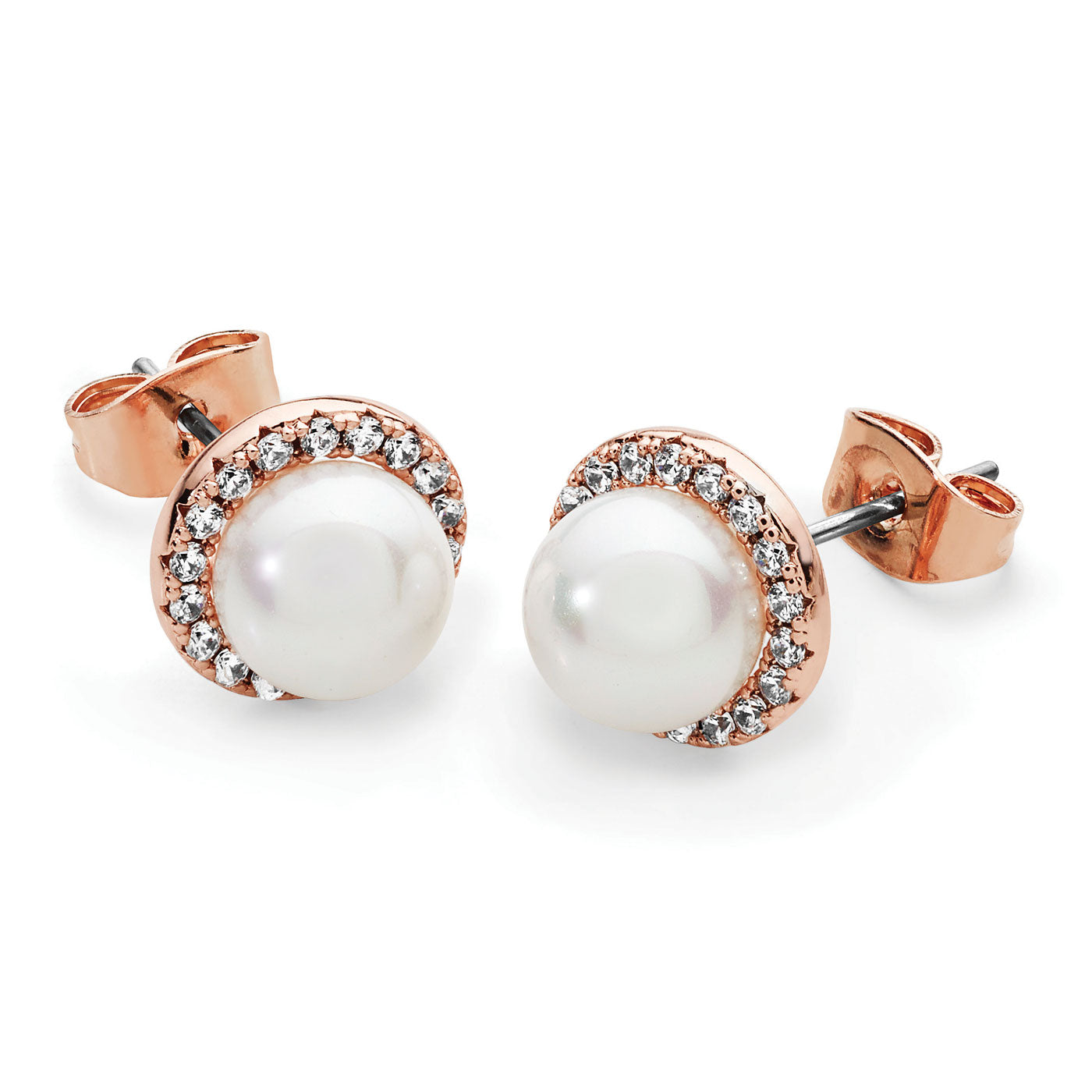 Rose Gold Pearl Earrings