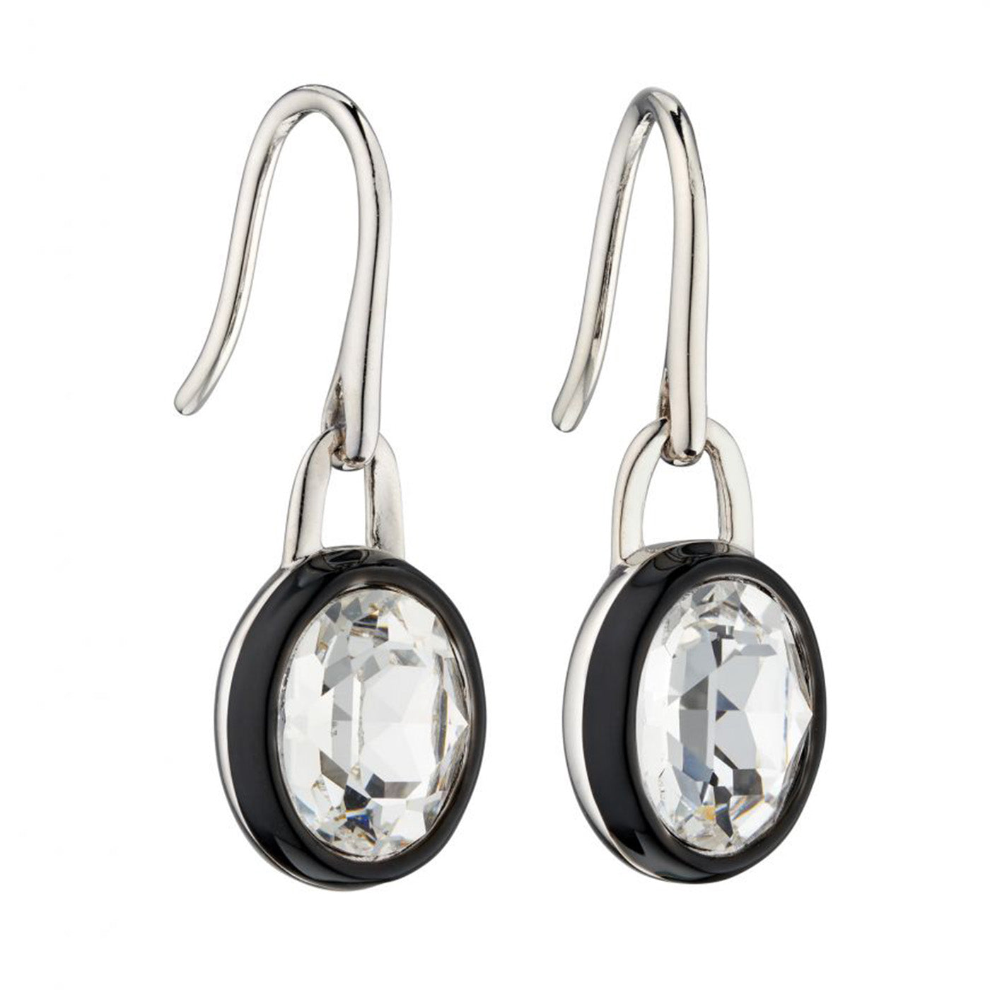 925 With Black Enamel Earrings