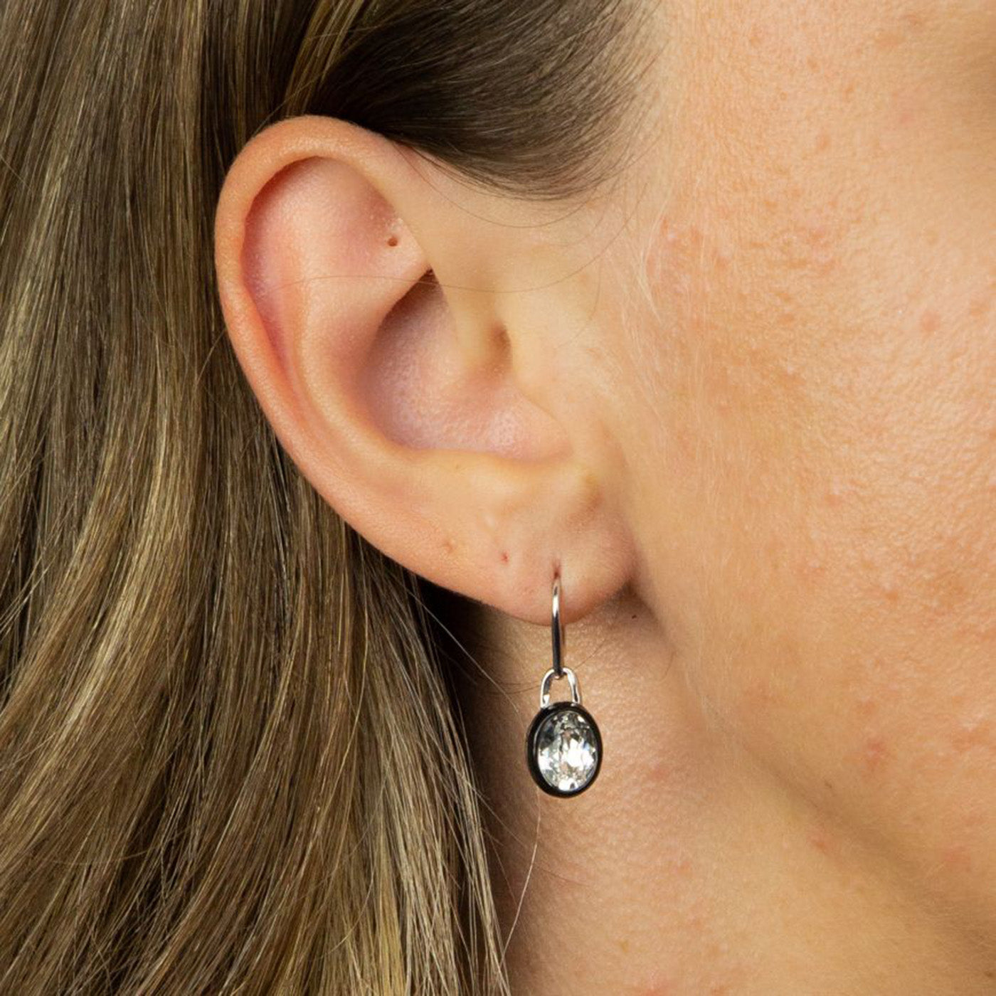 925 With Black Enamel Earrings