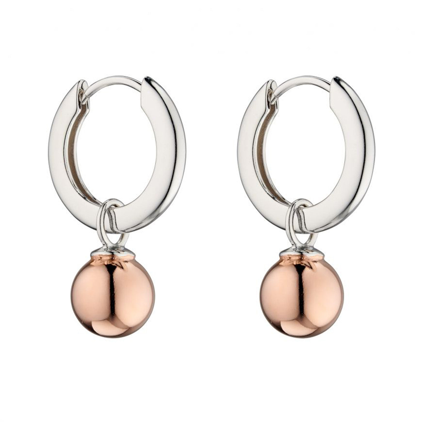 925 Assembled Hoop Earrings with Rose Gold Fill Sphere